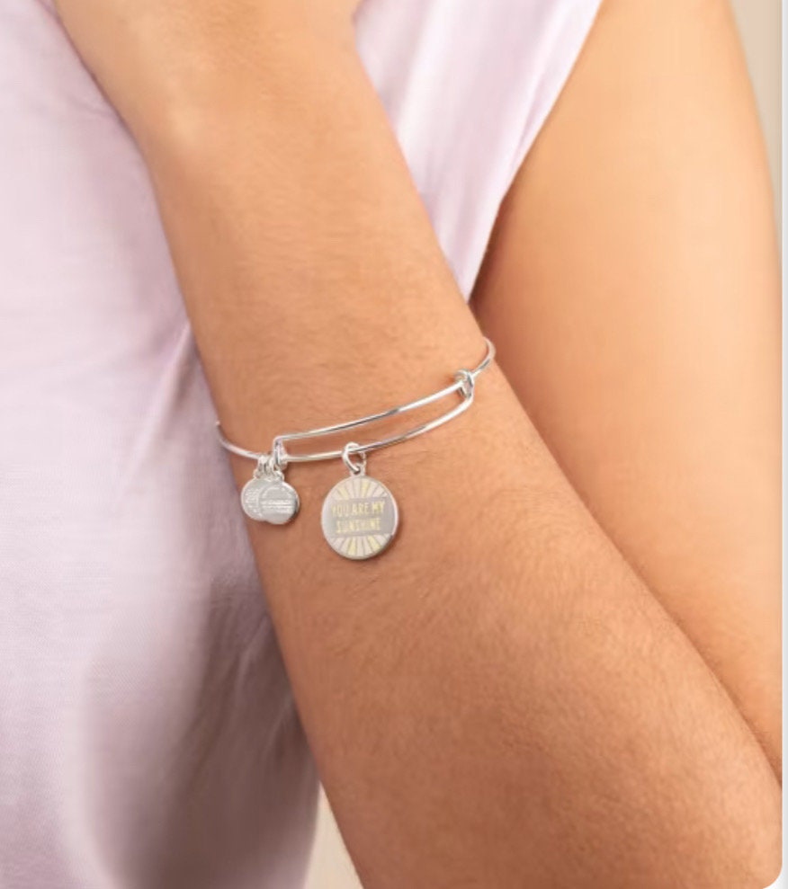 Alex and Ani - “You Are My Sunshine” Charm Bangle Bracelet, Shiny Silver, Stackable, Collectable Bracelet, Gift For Her, NWT + Card