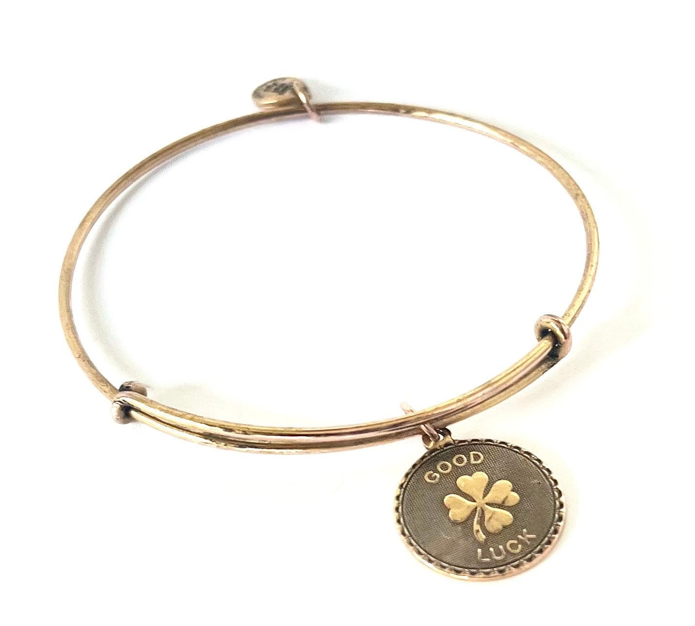 Alex And Ani - Good Luck Four Leaf Clover Charm, Rafaelian Gold/Silver Bracelet Bracelet,  Collectable Gift for Her, Rare and Retired