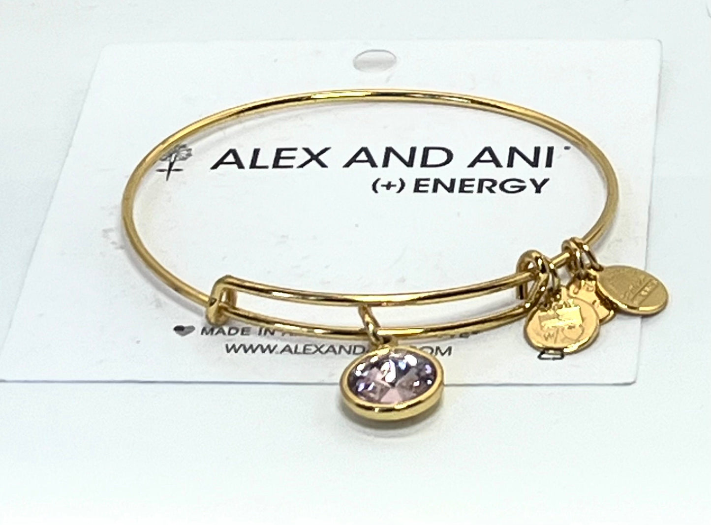 Alex and Ani - June Birthstone, Swarovski Crystal Charm Bangle, Rafaelian Shiny Silver/Shiny Gold, Stackable, Collectable Gift for Her, NWOT