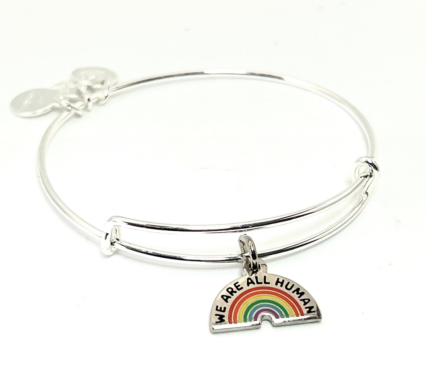 Alex and Ani - We Are All Human Color Infusion Rainbow Charm Bracelet, Show Pride, Shiny Silver, Collector’s Gift for Her, NWOT